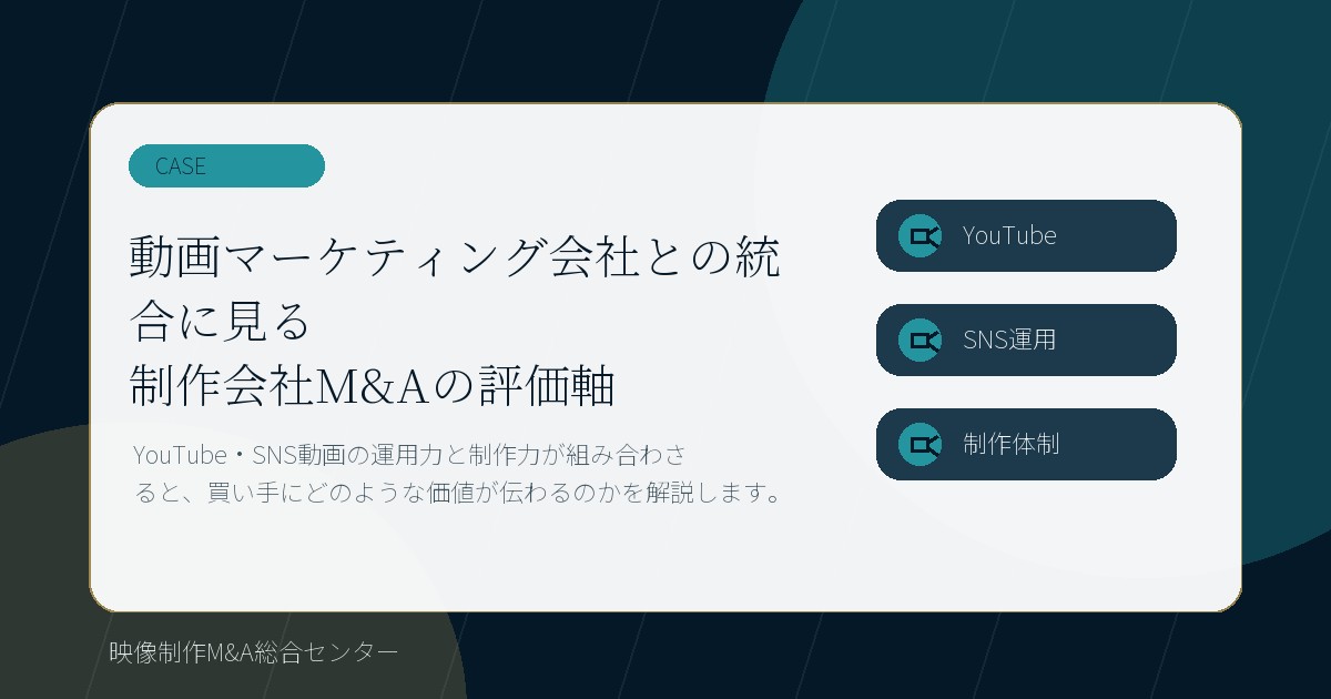動画マーケティング会社との統合に見る、制作会社M&Aの評価軸