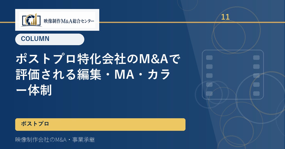 ポストプロ特化会社のM&Aで評価される編集・MA・カラー体制